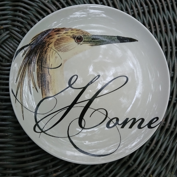 Pair Creative Co-Op Wildlife Birds Home Love Stoneware Plates Audubon Style 8" - Picture 3 of 6